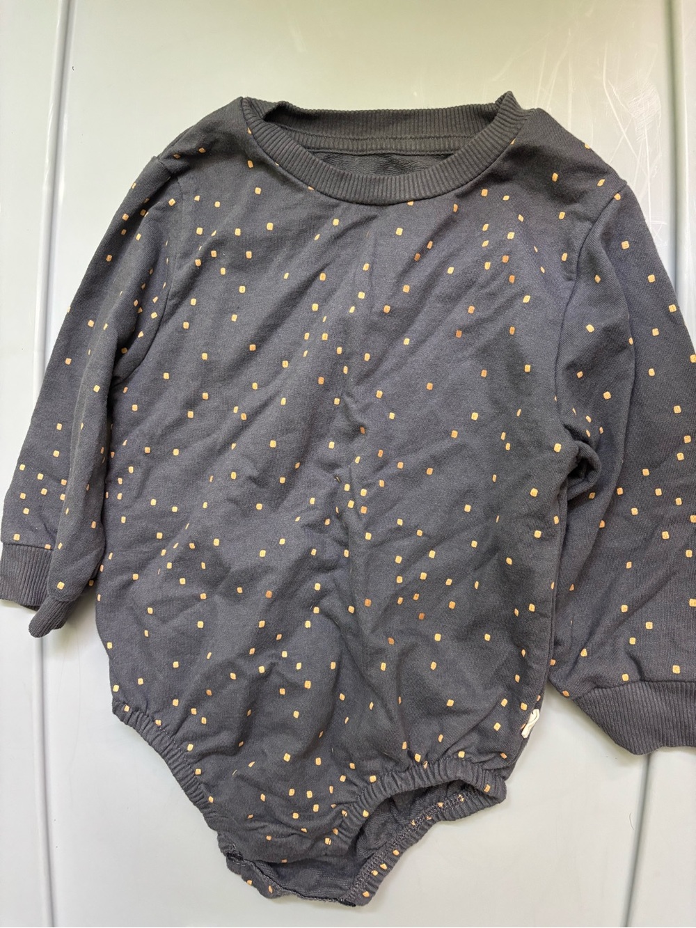 Long-Sleeve Black Baby Bodysuit with Gold Dot Print